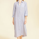 SITANO Dress Lido Midi Shirt Dress - Light Blue Stripes
