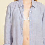 SITANO Dress Lido Midi Shirt Dress - Light Blue Stripes