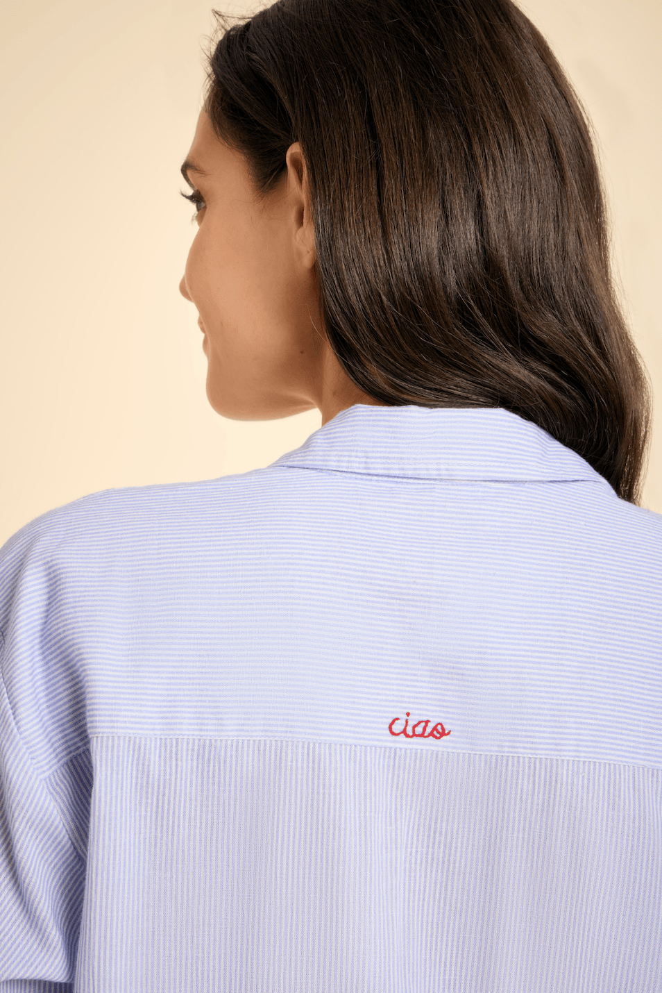 SITANO Dress Lido Midi Shirt Dress - Light Blue Stripes with Ciao