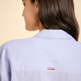 SITANO Dress Lido Midi Shirt Dress - Light Blue Stripes with Ciao