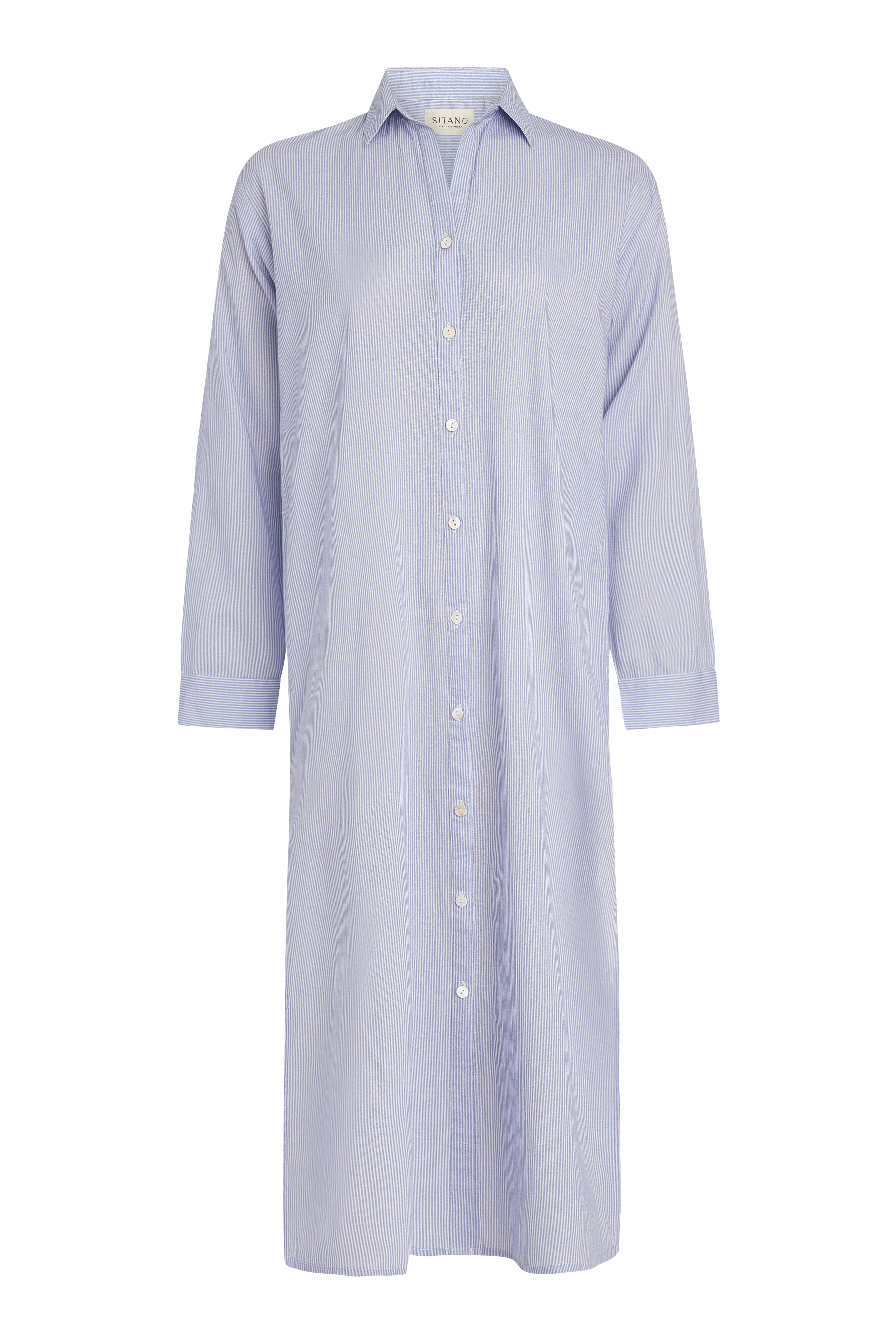 SITANO Dress Lido Midi Shirt Dress - Light Blue Stripes with Ciao