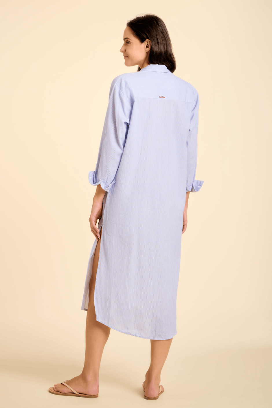 SITANO Dress Lido Midi Shirt Dress - Light Blue Stripes with Ciao
