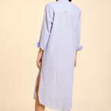 SITANO Dress Lido Midi Shirt Dress - Light Blue Stripes with Ciao