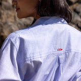 SITANO Dress Lido Midi Shirt Dress - Light Blue Stripes with Ciao