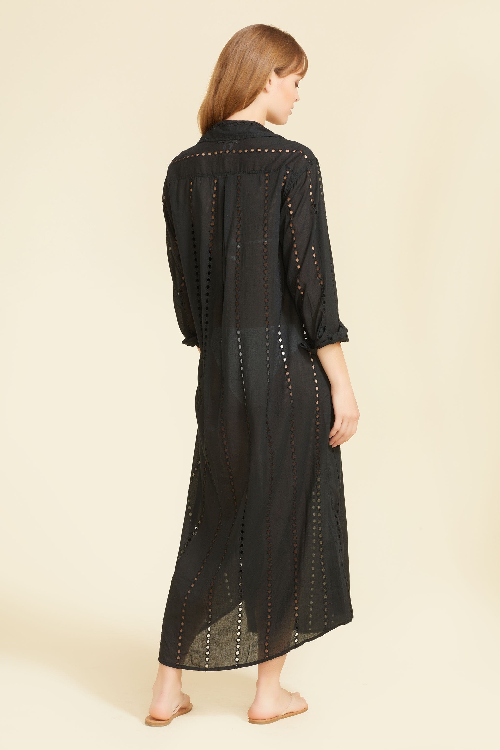 SITANO Dress Positano Maxi Shirt Dress - Black