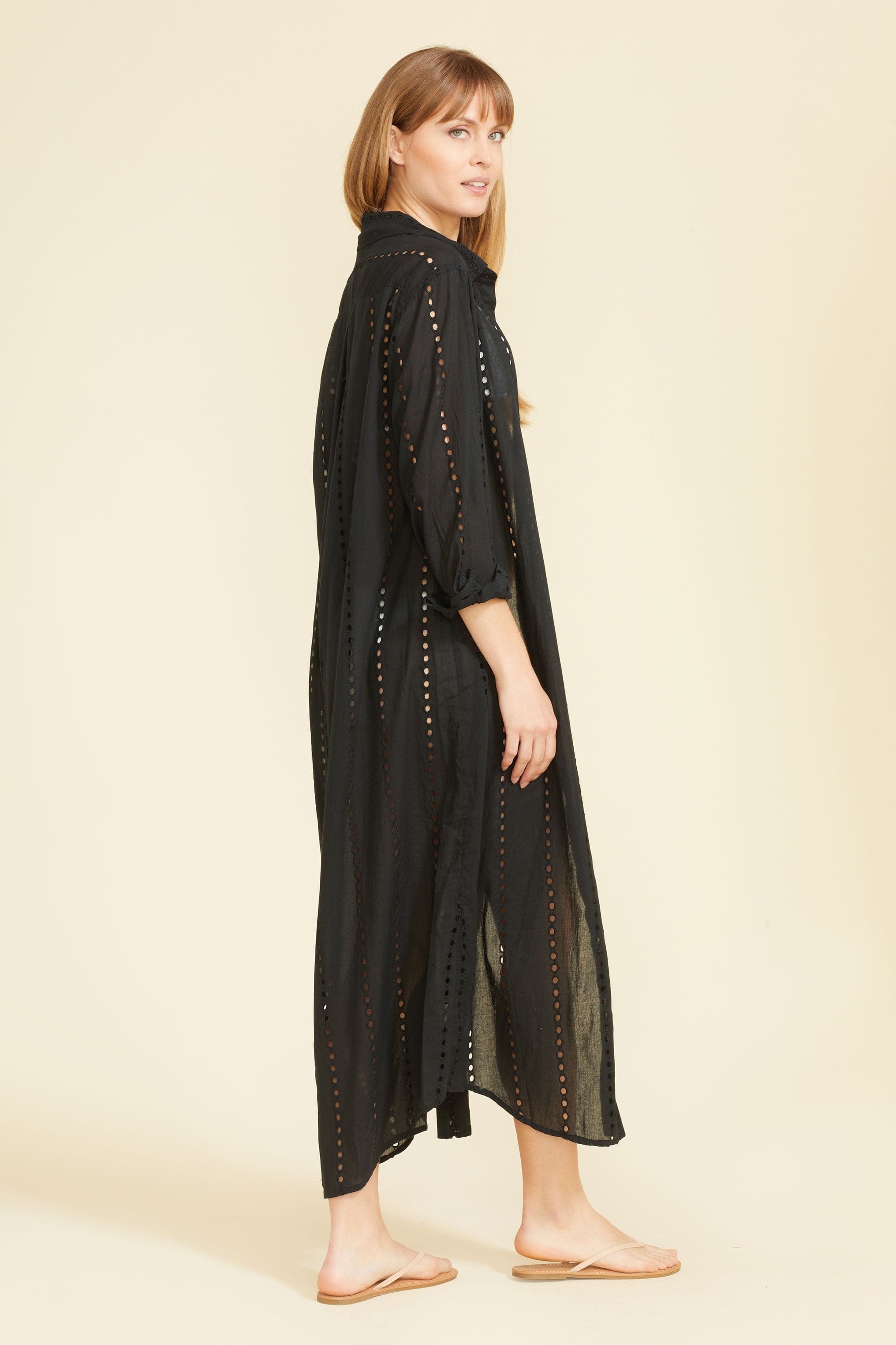 SITANO Dress Positano Maxi Shirt Dress - Black