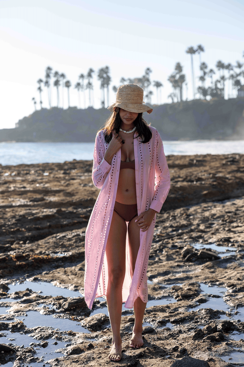 SITANO Dress Positano Maxi Shirt Dress - Light Pink