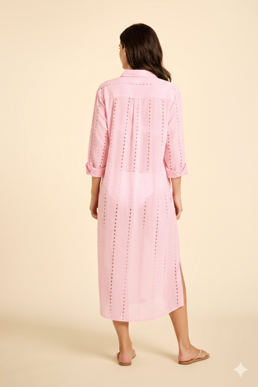 SITANO Dress Positano Maxi Shirt Dress - Light Pink