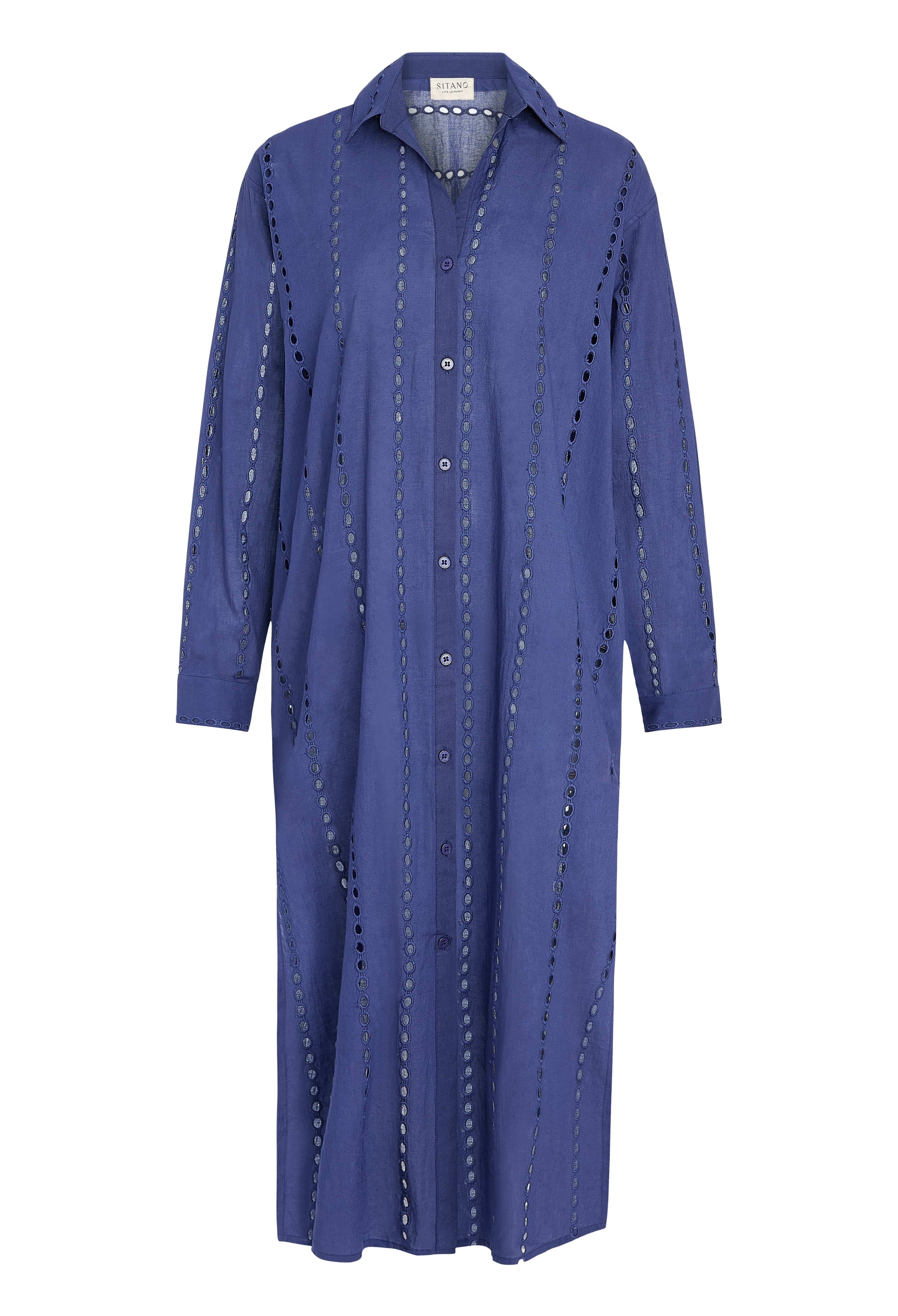 SITANO Dress Positano Maxi Shirt Dress - Navy