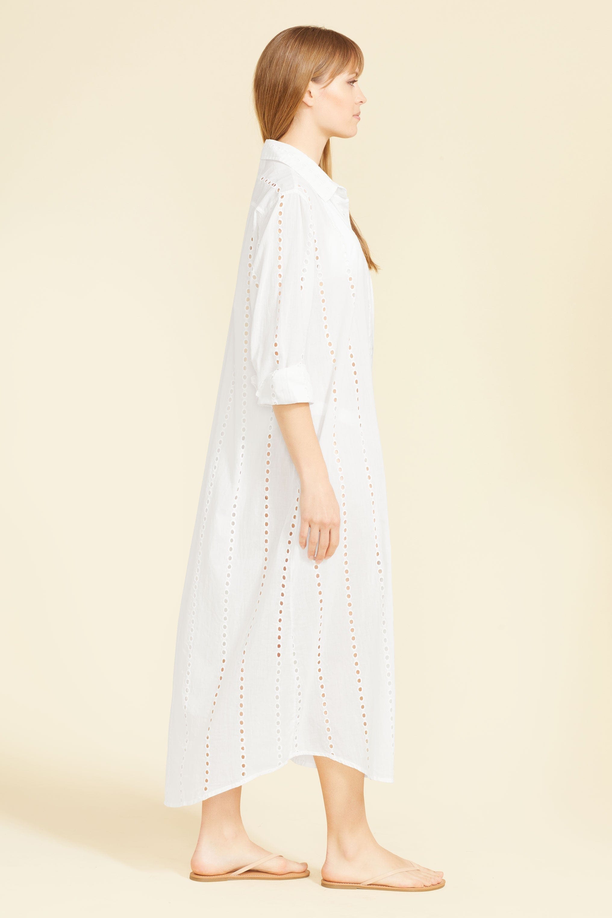 SITANO Dress Positano Maxi Shirt Dress - White