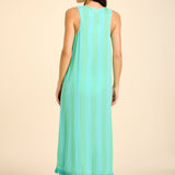 SITANO Dress Positano Midi Tank Dress - Blue/Green Cabana Stripes