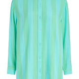 SITANO Dress Positano Shirt Dress - Blue/Green Cabana Stripes
