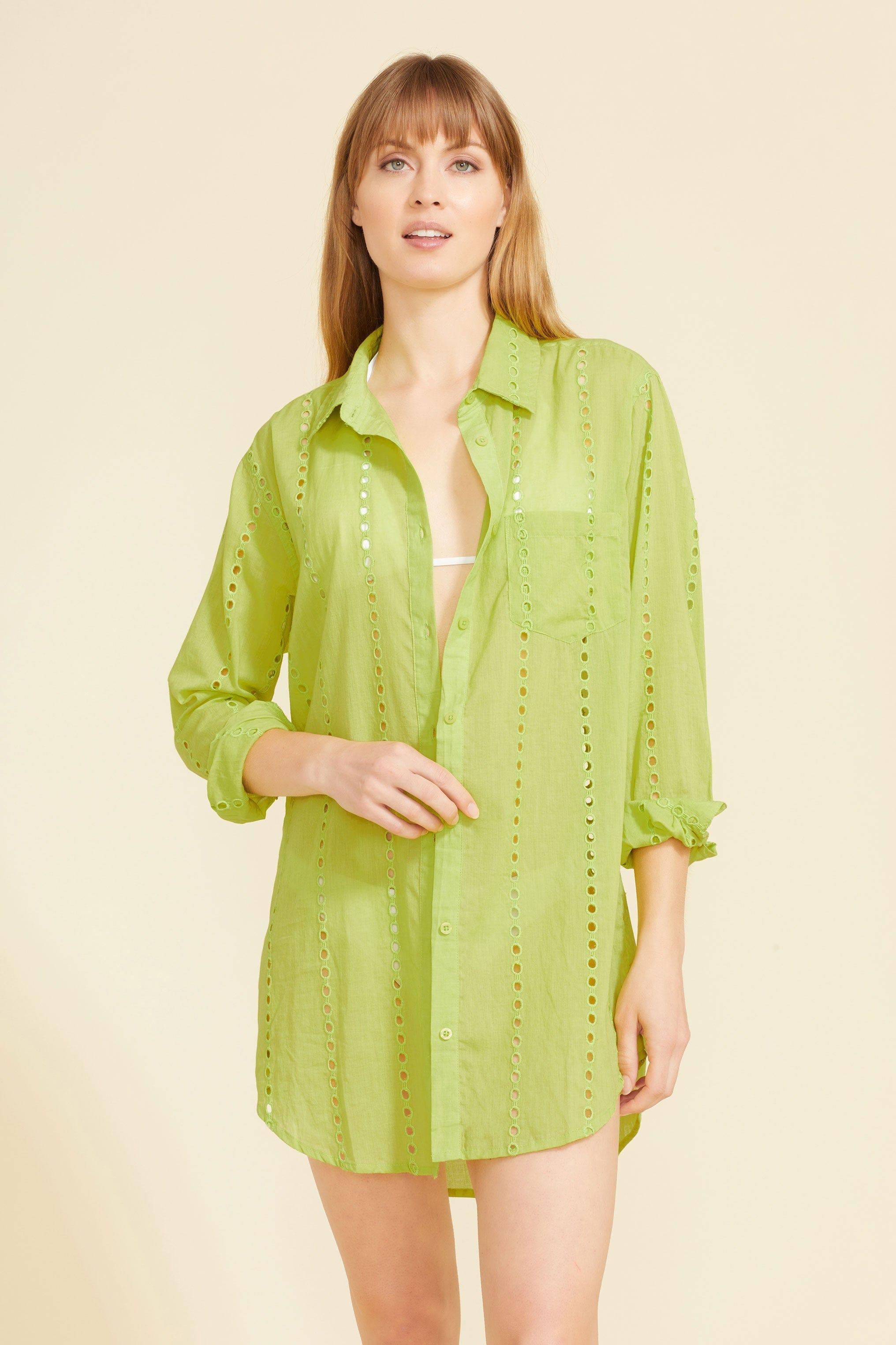 SITANO Dress Positano Shirt Dress - Chartreuse