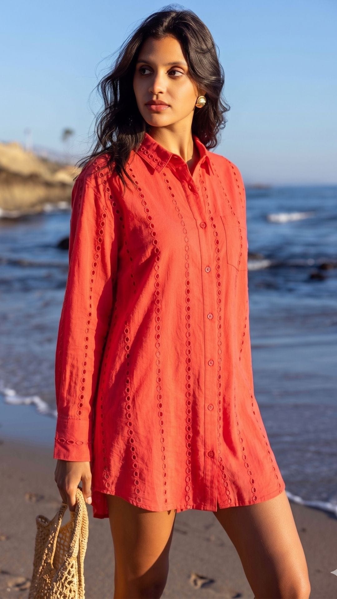 SITANO Dress Positano Shirt Dress - Coral