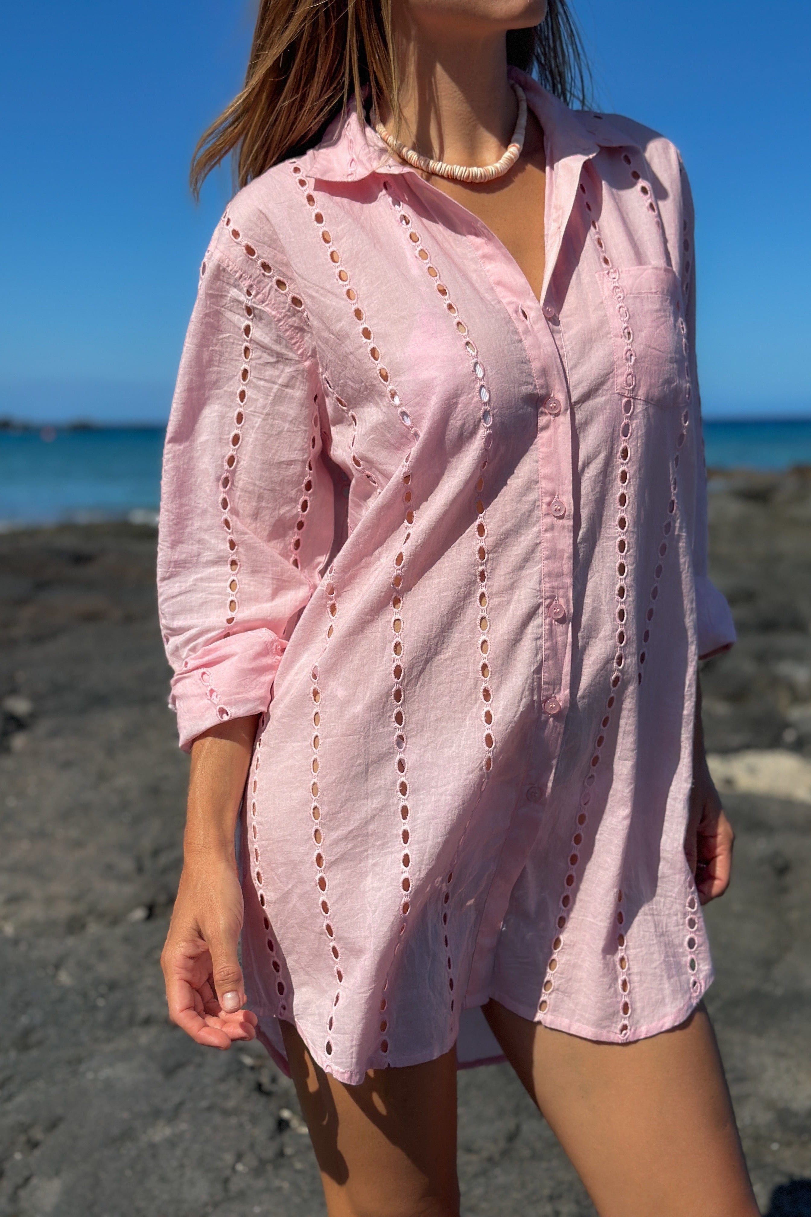 SITANO Dress Positano Shirt Dress - Light Pink