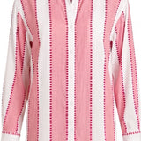 SITANO Dress Positano Shirt Dress - Pink/White Cabana Stripes with Dots