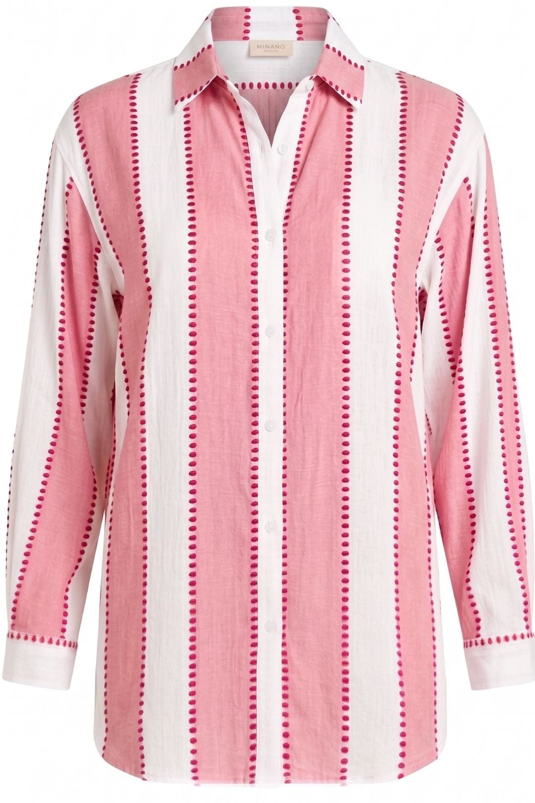 SITANO Dress Positano Shirt Dress - Pink/White Cabana Stripes with Dots