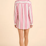 SITANO Dress Positano Shirt Dress - Pink/White Cabana Stripes with Dots
