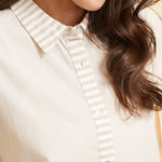 SITANO Dress Riga Short Sleeve Midi Dress - Tan Stripes