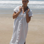 SITANO Dress Tan Stripes / XS Riga Short Sleeve Midi Dress - Tan Stripes