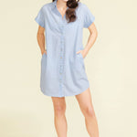 SITANO Dress Blue Stripes / XS Riga Short Sleeve Short Dress - Blue Stripes