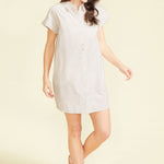 SITANO Dress Riga Short Sleeve Short Dress - Tan Stripes