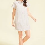 SITANO Dress Riga Short Sleeve Short Dress - Tan Stripes