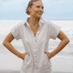SITANO Dress Tan Stripes / XS Riga Short Sleeve Short Dress - Tan Stripes