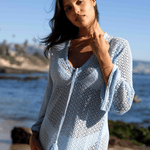 SITANO Dress Sorrento Bell Sleeve Dress - Aria Crochet in Light Blue