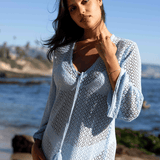 SITANO Dress Sorrento Bell Sleeve Dress - Aria Crochet in Light Blue