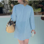 SITANO Dress Sorrento Bell Sleeve Dress - Aria Crochet in Light Blue