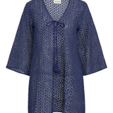 SITANO Dress Sorrento Bell Sleeve Dress - Aria Crochet in Navy