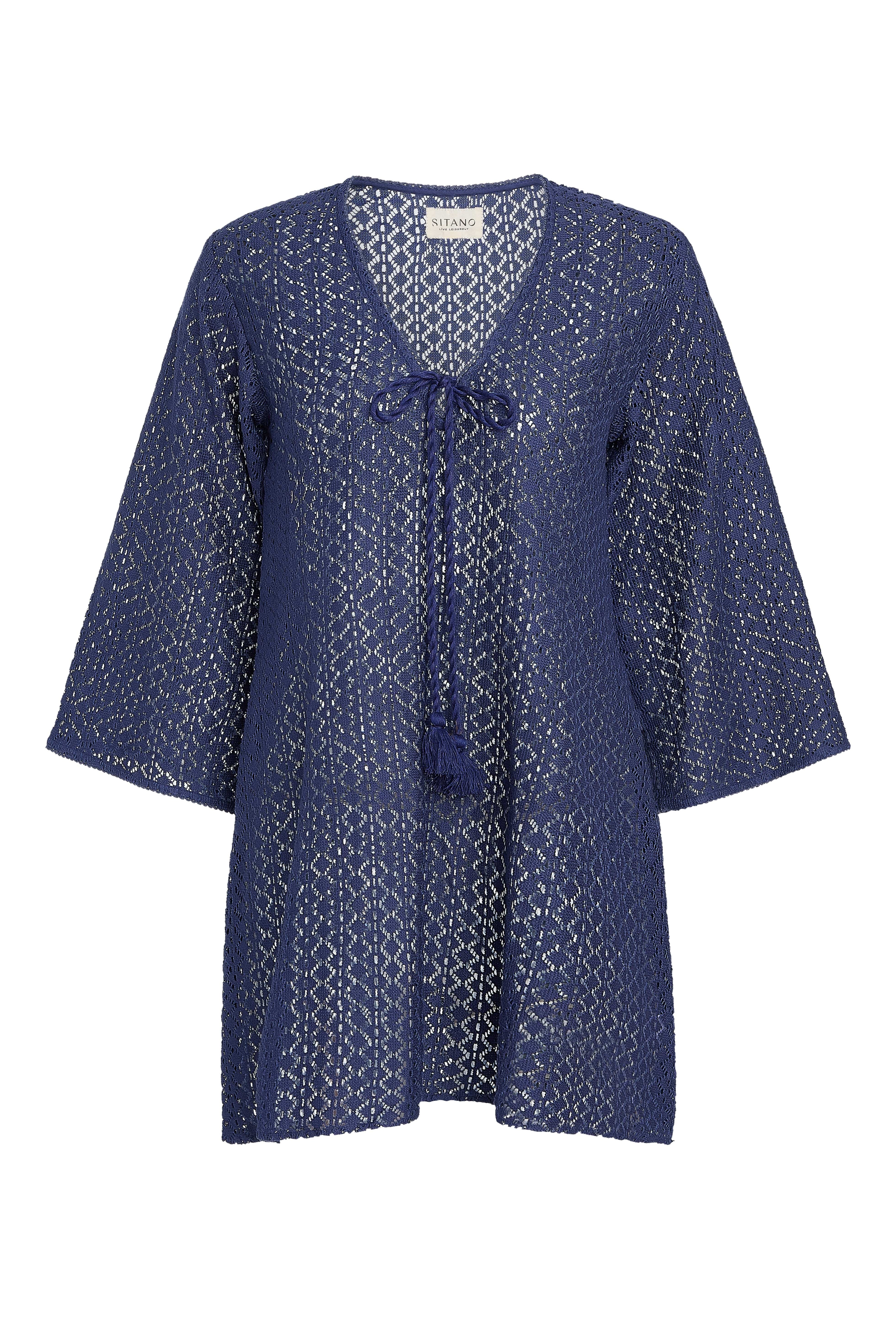 SITANO Dress Sorrento Bell Sleeve Dress - Aria Crochet in Navy