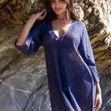 SITANO Dress Sorrento Bell Sleeve Dress - Aria Crochet in Navy