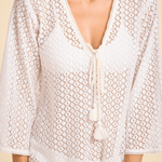 SITANO Dress Sorrento Bell Sleeve Dress - Aria Fabric in White