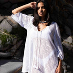 SITANO Dress Sorrento Bell Sleeve Dress - Aria Fabric in White