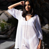 SITANO Dress Sorrento Bell Sleeve Dress - Aria Fabric in White