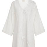 SITANO Dress Sorrento Bell Sleeve Dress - Aria Fabric in White