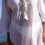 SITANO Dress Sorrento Bell Sleeve Maxi Dress - Aria Fabric in White