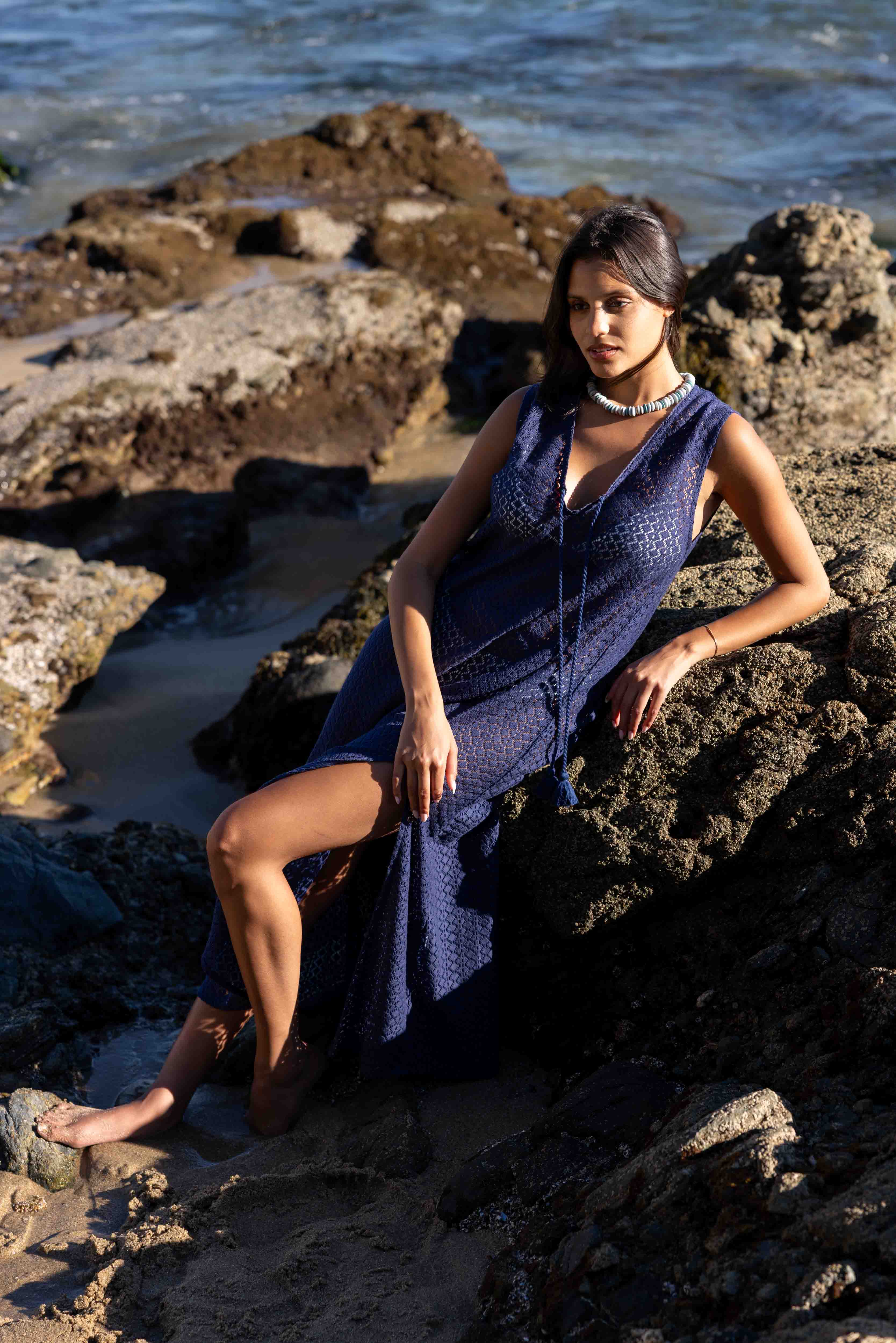 SITANO Dress Sorrento Dress - Aria Crochet in Navy