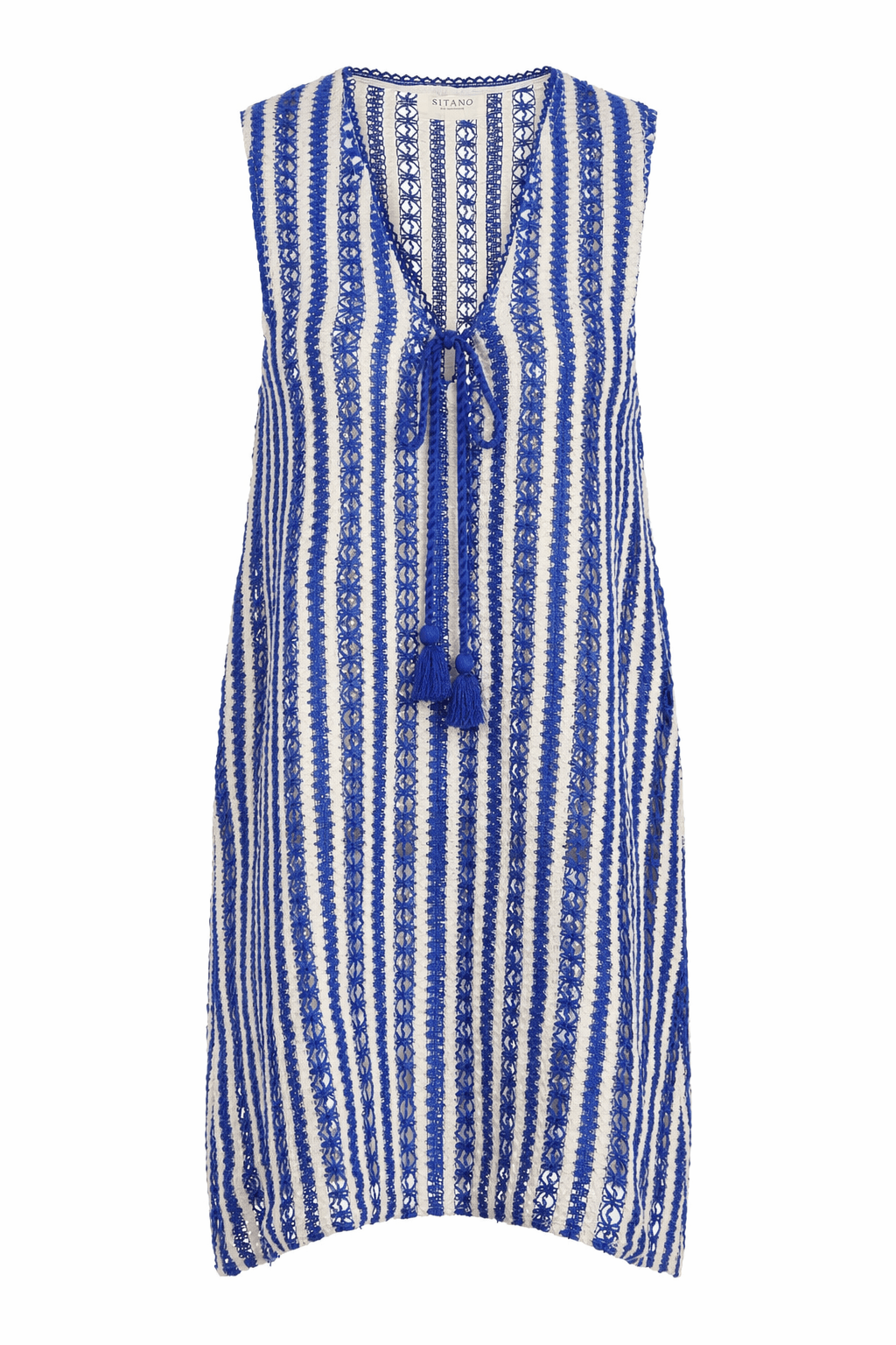 SITANO Dress Sorrento Short Dress - Azule Blue & White Stripes