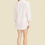 SITANO Primavera Shirt Dress - White with Pink Flowers