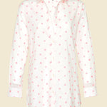 SITANO Primavera Shirt Dress - White with Pink Flowers