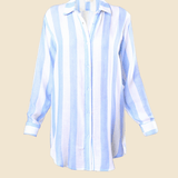 SITANO Swimwear Positano Shirt Dress - Blue/White Cabana Stripes