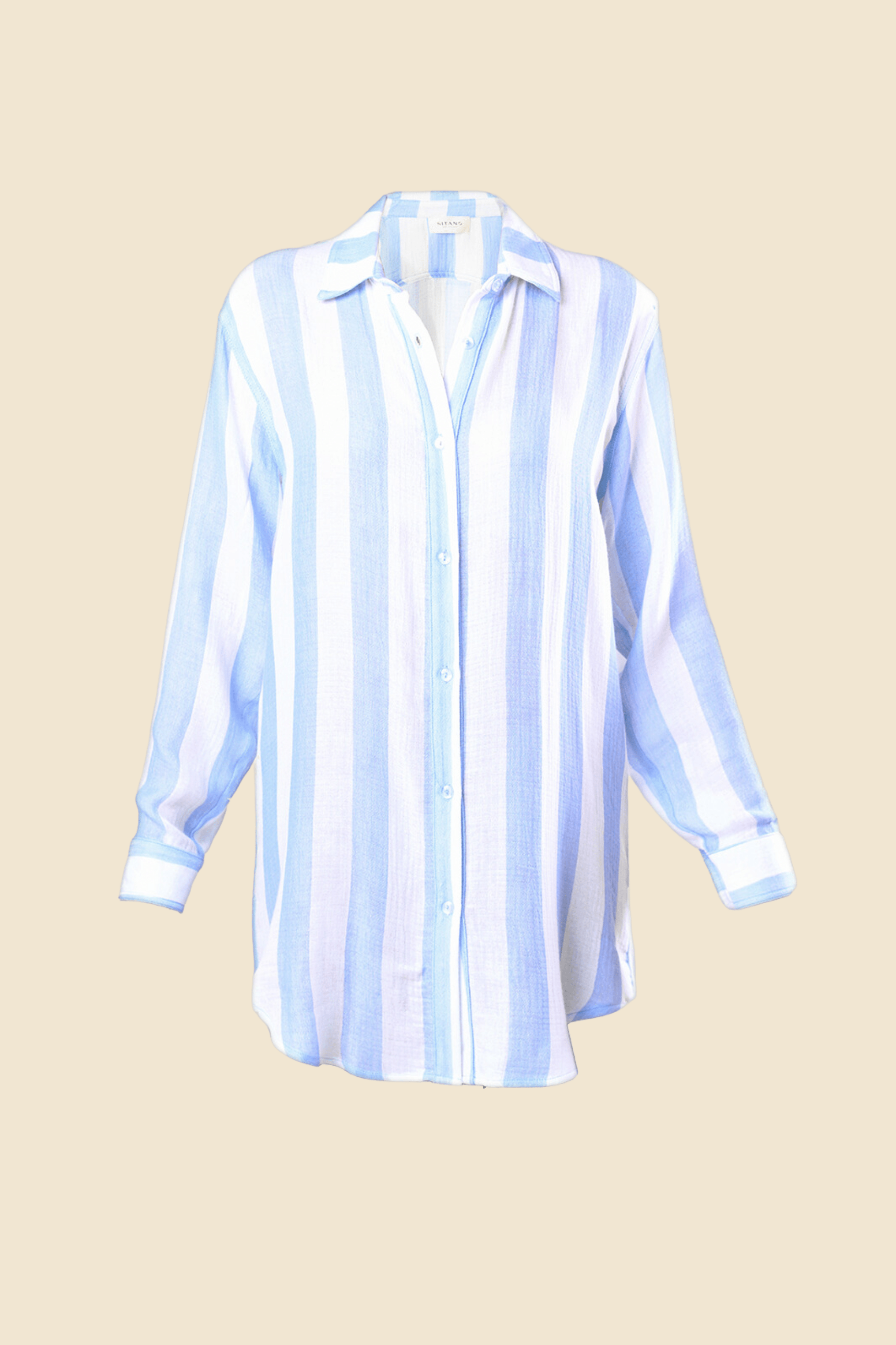 SITANO Swimwear Positano Shirt Dress - Blue/White Cabana Stripes