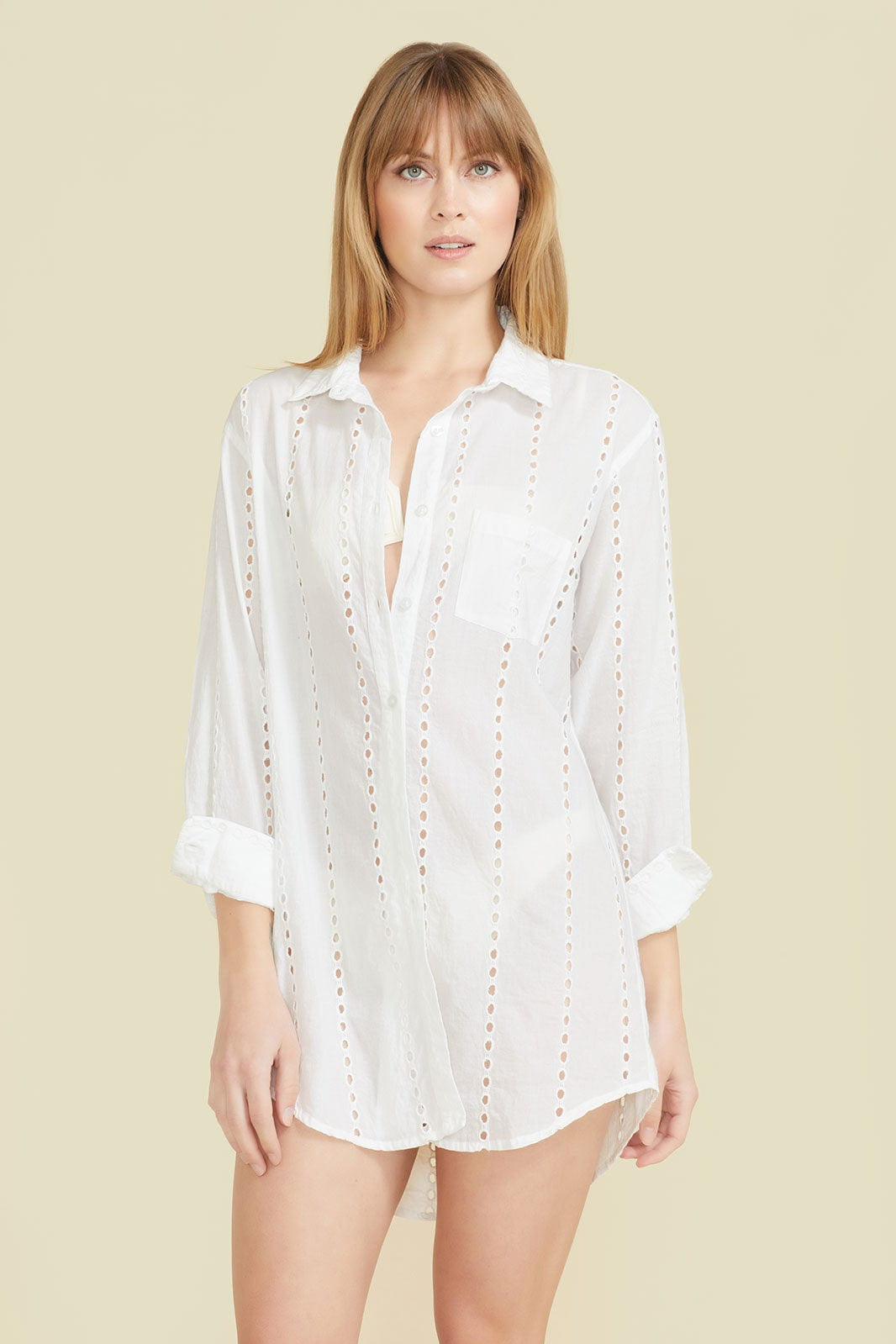 SITANO Swimwear Positano Shirt Dress - White