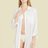 SITANO Swimwear White / XS Positano Shirt Dress - White