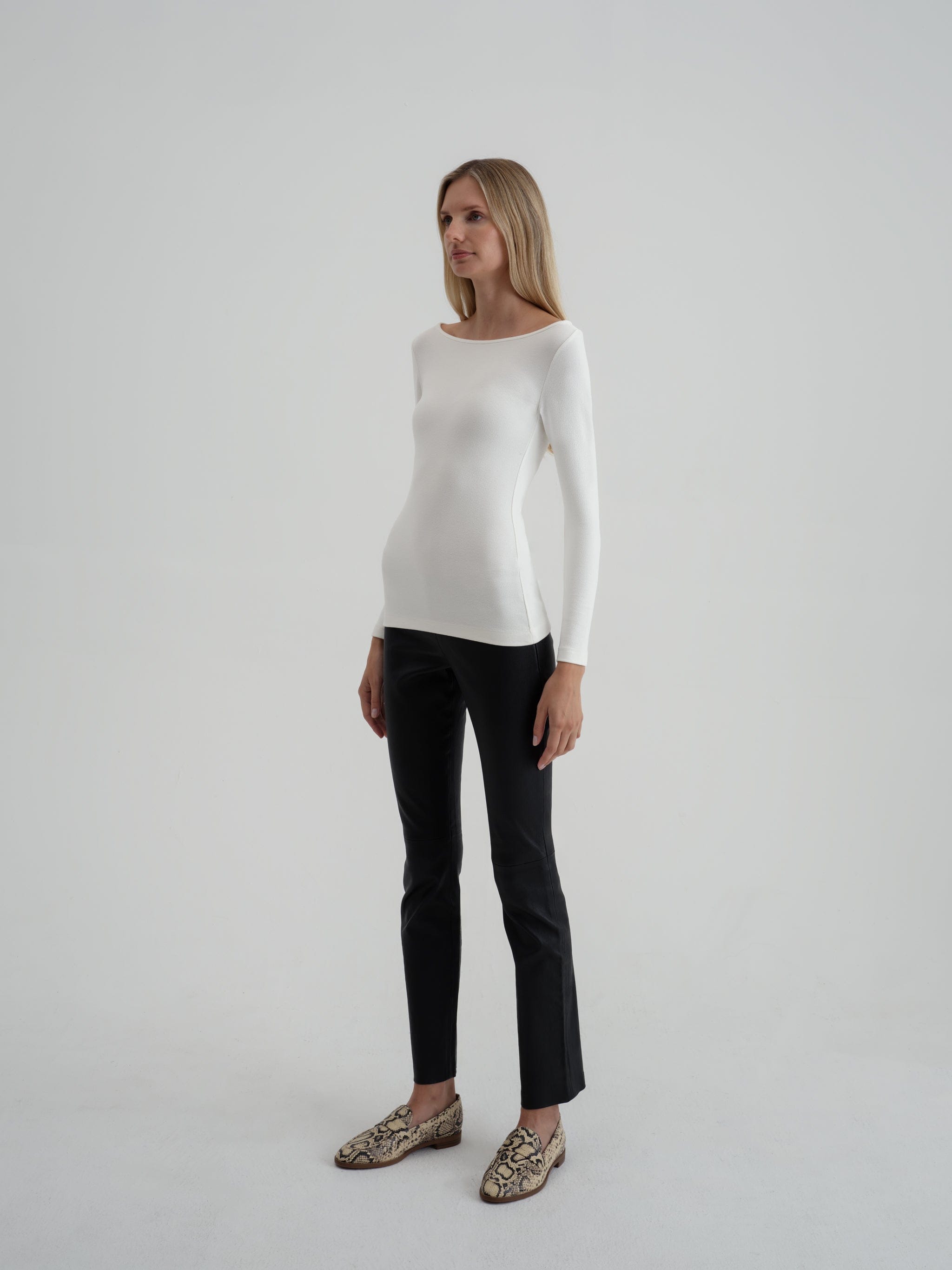 Soft Animal Boatneck Top, Black