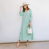 Sunshine Tienda® Dresses Green and White Stripe Sienna Dress