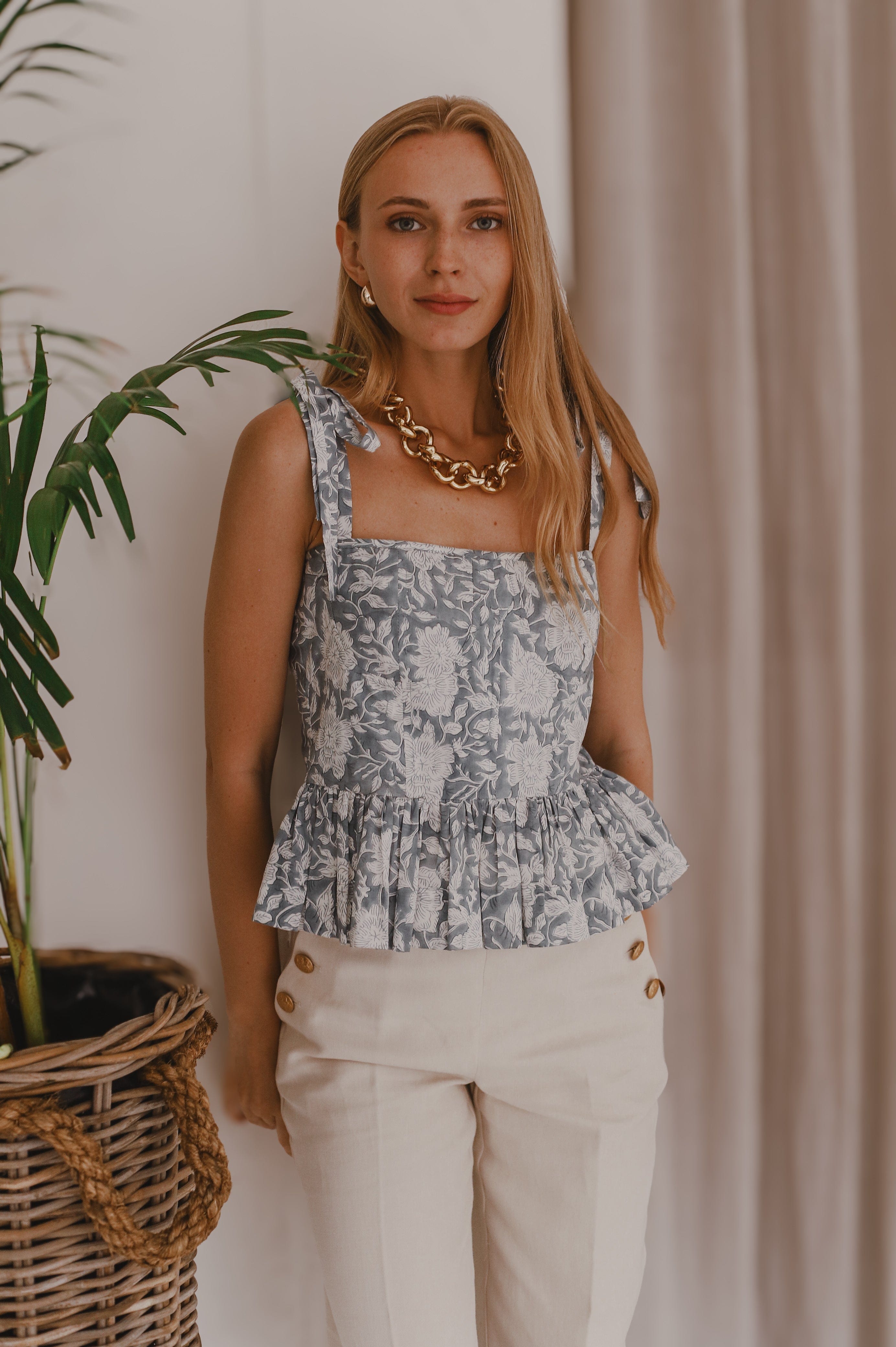 The Malabar Collective Tops Pip Top in blue